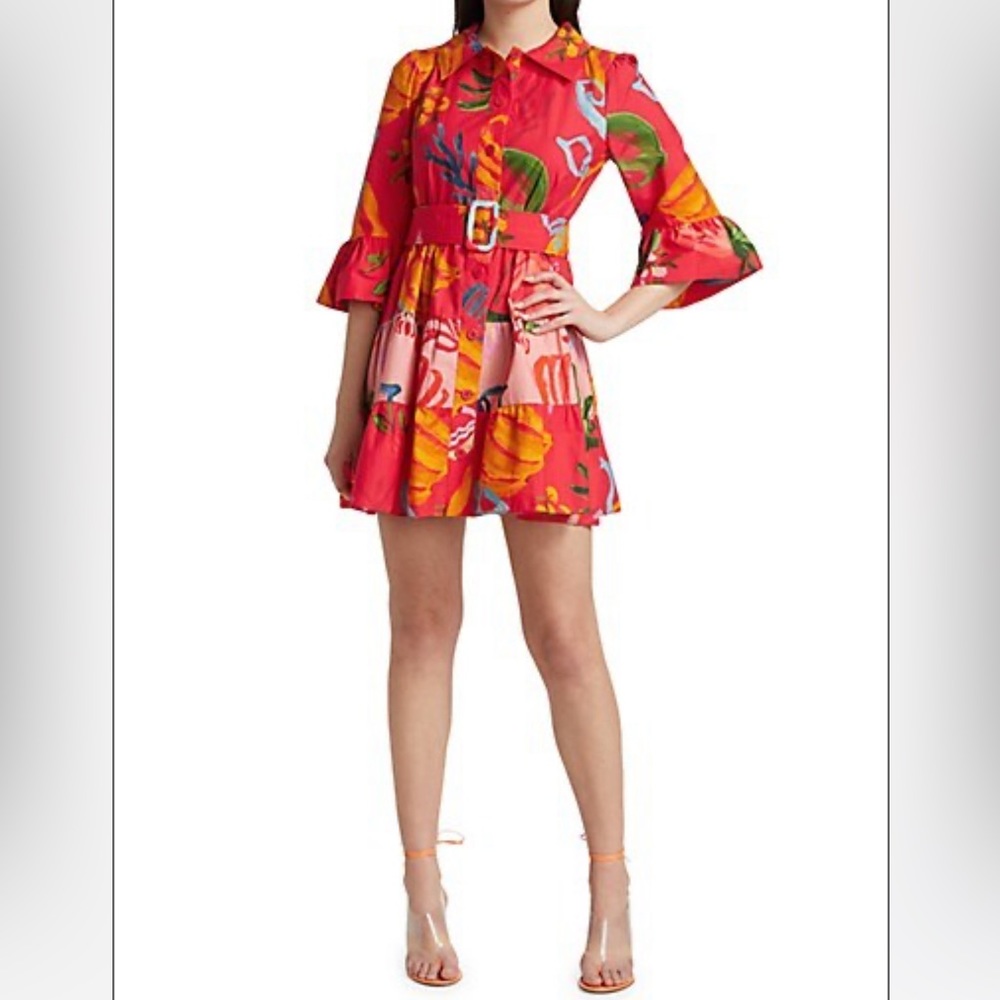 Farm Rio Mixed Fruits Ocean mini dress